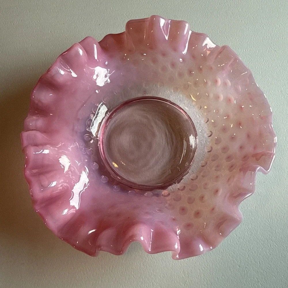 VTG Fenton Ruffled Edge Cranberry Opalescent 6